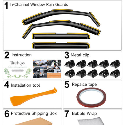in-Channel Extra Durable Window Rain Guards for Chevy Silverado/GMC Sierra 1500 2019-2026 Crew Cab,Window Deflectors,Vent Visors,Side Window Shades, Truck Accessories-4pcs