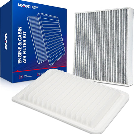 KAX Engine & Cabin Air Filter Kit, Replacement for Toyota Camry 2007-2009 2.4L, 2010-2017 2.5L, Venza 2009-2015 2.7L, Replace# CA10171 CF10285