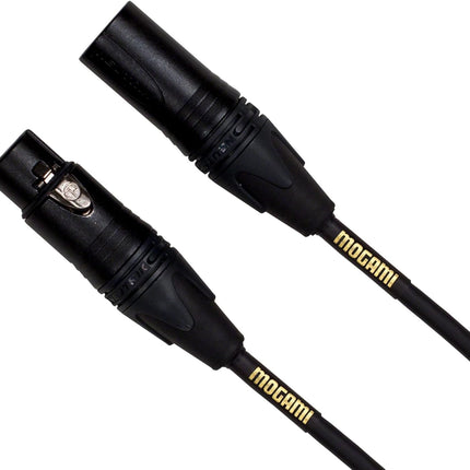 Mogami Gold Studio 02 XLR to XLR Quad Conductor Patch Cable 2 feet with Gold Contacts, XLRM-XLRF Connectors, Pro Audio Noise-Free