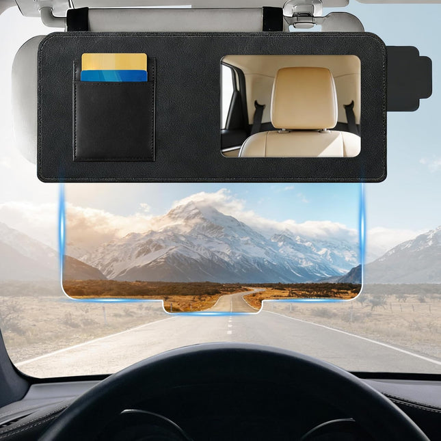 Sun Visor Extender for Car with Mirror & Card Slot, Universal Anti-Glare Visor Extender Attachment for Car Visor, UV400