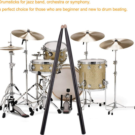 Drum Sticks 5A Drumsticks Classic Black Wood Tip Drumsticks (Black Drum Sticks)