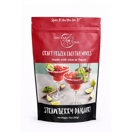 Nectar of the Vine Strawberry Daiquiri Wine Slushy Mix, Just Add Wine, Liquor or Make a Mocktail, Frozen Cocktail Drink Mix, Up to 10 Servings, All-Natural Cane Sugar, Refreshing & Flavorful