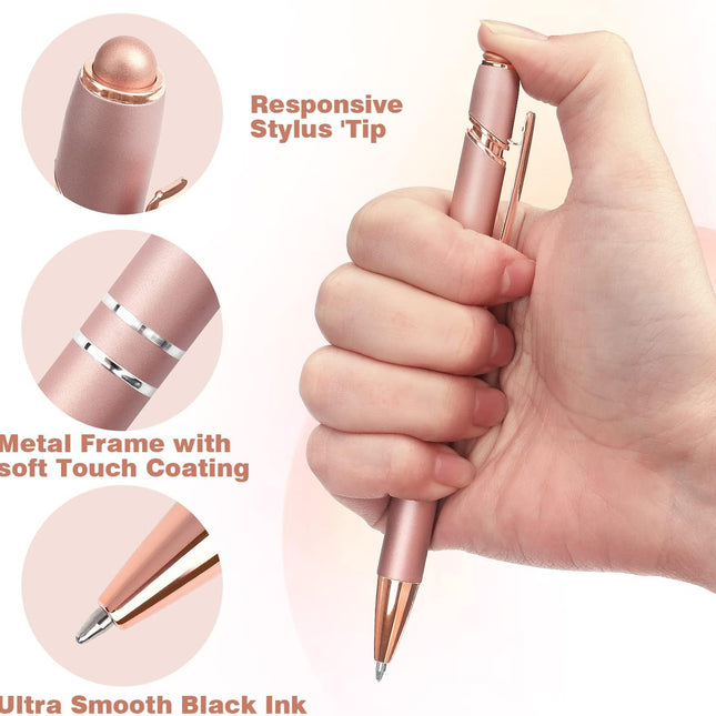 6 Pack Ballpoint Pen 2-in-1 Stylus Retractable Ballpoint Pen with