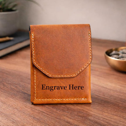 Personalized Full Grain Leather Wallet for Men – Slim Minimalist Front Pocket Cash Wallet with Magnetic Closure, Custom Engraved Handmade Leather Wallet, Gift for Him, Father’s Day, Anniversary