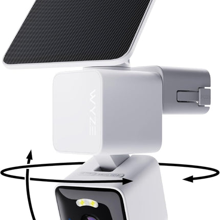 WYZE Solar Cam Pan (Flagship Model), Wireless Outdoor Cam Pan, 2K 360° Pan-Tilt Battery Powered 2.4GHz Wi-Fi Cameras for Home Security, AI Motion Detection, Color Night Vision (Renewed)