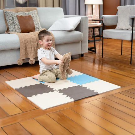Baby Play Mat, Soft Foam Floor Tiles for Kids. Adjustable Interlocking Foam Tiles, Fits with 74x74 Playpen Baby mat for Crawling & Development, Playmat for Babies 6-12 Months