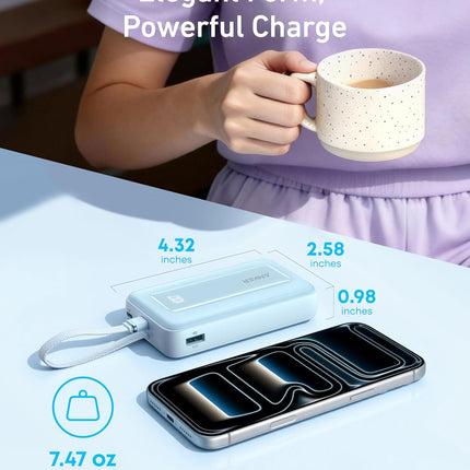 Anker Portable Charger, 10,000mAh 30W Power Bank, USB-C in and Out Fast Charging Battery Pack, Travel Essential Phone Power Bank, for iPhone 17/16, Galaxy and More (Black, 10000.00, Milliamp Hours)