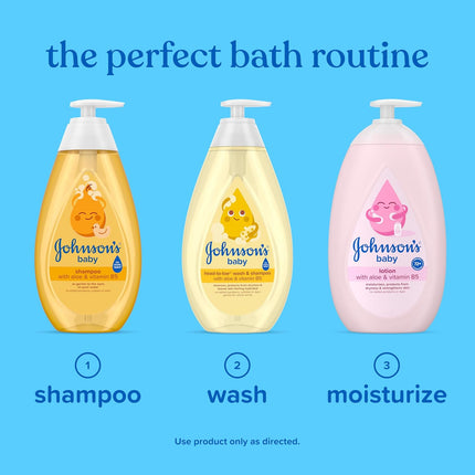 Johnson's Baby Head-To-Toe Baby Wash & Shampoo + Aloe & Vitamin B5, 2-in-1 Bath Wash Gently Cleanses Newborn's Delicate Skin & Hair, Hypoallergenic, No Added Parabens, Dyes & Sulfates, 27.1 fl. oz