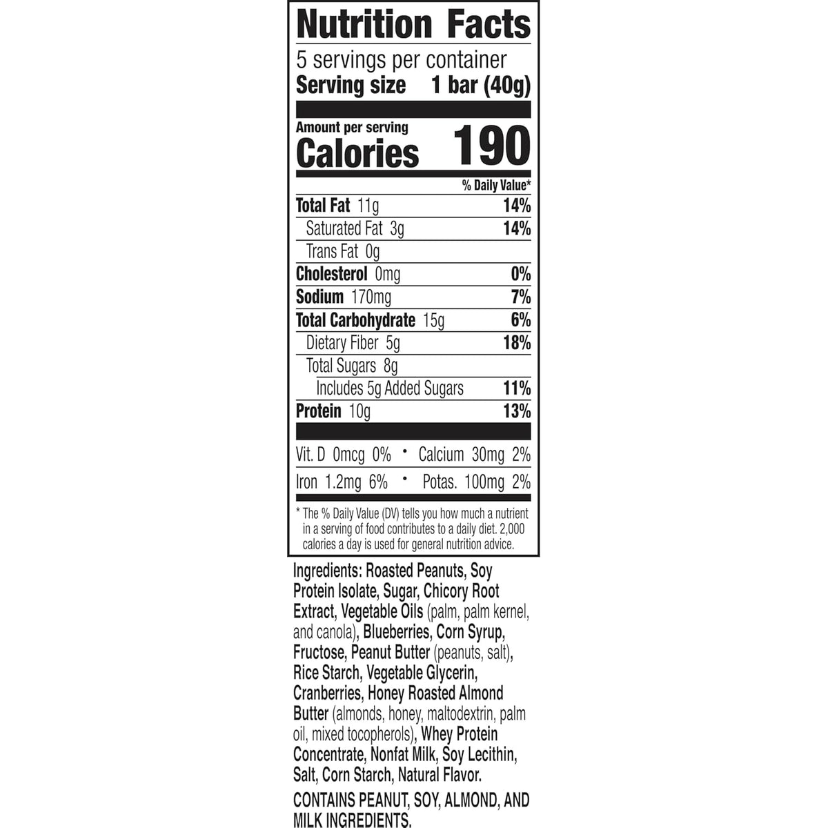Protein Granola Bars, Blueberry Nut, Chewy Snack Bars, 5 Bars, 7.1 OZ - photo 2