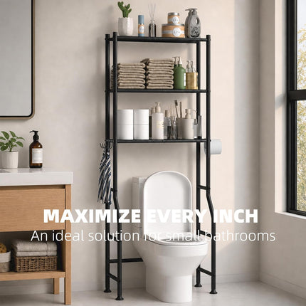 3-Tier Over-the-Toilet Storage Rack with Anti-Tilt Frame