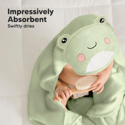 Hooded Baby Towel for Newborn, Baby Bath Towels (Frog, 35x35)