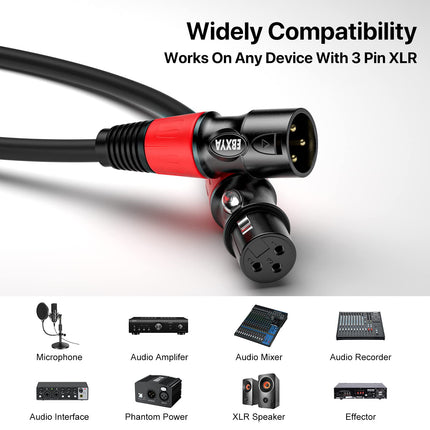 3ft XLR Cables 4-Pack - Male to Female Microphone Cable
