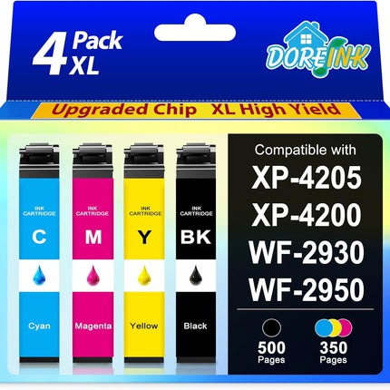 232XL Ink Cartridge Remanufactured for 232XL 232 XLCombo Pack Compatible with WF-2930 WF-2950 XP-4200 XP-4205 Printers, Black Cyan Magenta Yellow 4 Pack