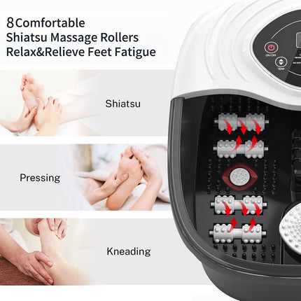 Foot Spa Bath Massager with Heat, Red Light & Oxygen Bubbles,Shiatsu Rollers Epsom Salt Temperature Control, Relieves Stress and Feet Pain - Home Pedicure Soaking Tub Gift for Women/Men