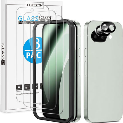 OMOTON 3 Pack Screen Protector for Google Pixel 10a +2 Pack Camera Lens Protector with Alignment Framework, Tempered Glass/Bubble Free/Scratch Resistant-6.3 inch