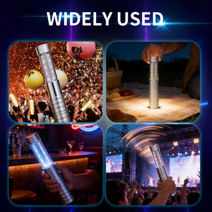 Strobe Bottle Girl Lights Baton Reusable Rechargeable LED Bottle Service Lights Service LED Champagne 2 Pcs for Bar Club Birthday Weddings Parties(Silver, White Light)