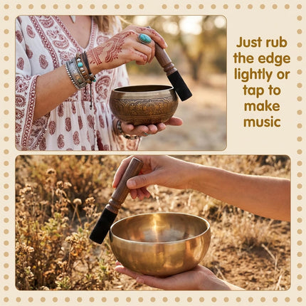 Tibetan Singing Bowl Mallet - Suedes & Leather Wrapped Wooden Strikers, Meditation Mallet Sound Bowl Stick Buddhas Musical Instruments for Meditation Bowls, Yoga, Sound Healing & Relaxation