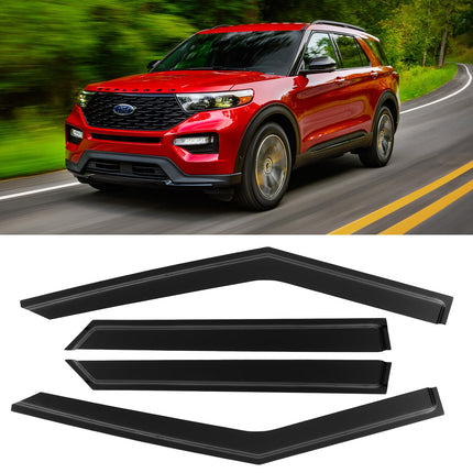 in-Channel Window Visors Rain Guards for 2017-2026 Ford F250 F350 F450 F550 Super Duty SuperCrew, Window Vent Wind Shades Deflectors for 17-26 F-250~F-550 SD Crew Cab