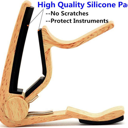 WINGO Guitar Capo for Acoustic and Electric Guitar with 5 Picks, Burlywood