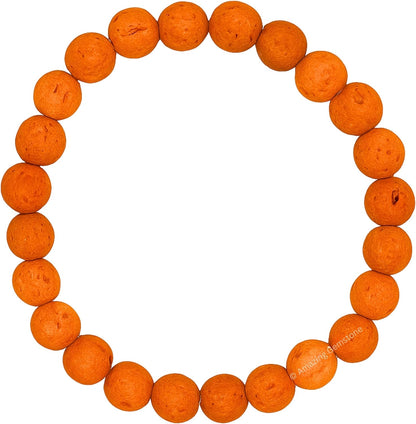 Orange Lava 8mm Gemstone Crystal Stretch Bracelet - photo 3