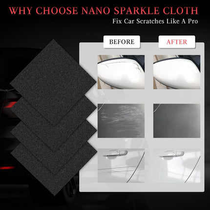 Nano Sparkle Cloth Car Scratch Remover, Nanosparkle Cloth for Car Scratches, Nano Wipes for Car, Safe on All Vehicle Colors, Removes Water Spots & Swirl Marks & Scratches, 4-Pack (Black)