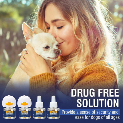 Dog Calming Pheromones Diffuser 6 in 1 (2 Plug in+4 x48ml Refill) Kit Appeasing Pheromone Diffuser to Calm for Anxiety Relief Reduce Aggression Fighting Barking Stress 120 Day Supply(Tasteless)