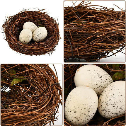 Rattan Bird Nest Set, 8 Nests with 16 Eggs (24 Pcs), Easter Spring Decor, DIY Craft Supplies for Weddings, Parties & Home Decorations