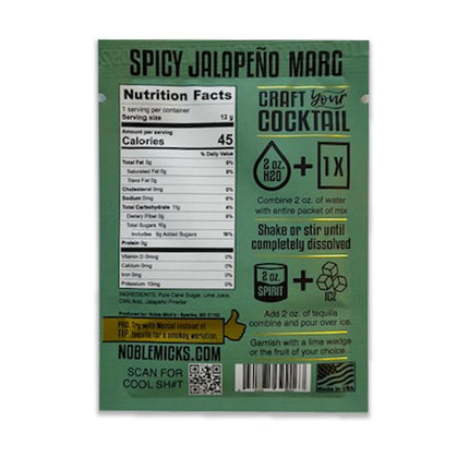 Noble Mick's Easy Delicious Refreshing Ready To Use For A Party, Celebration, or Happy Hour, Single Serve Craft Cocktail Mix, Spicy Jalapeno Margarita, 4 Pack