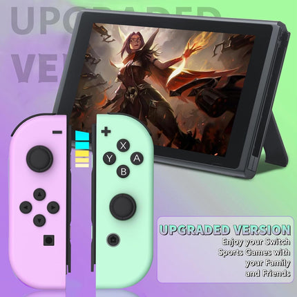 Switch Controller for Switch/OLED/Lite, Replacement Switch Controllers Switch Controllers Support Sports Screenshot/Wake-up/Dual Vibration/Motion Control,with Two Cute Joystick Hats,Purple Green (Purple Green)