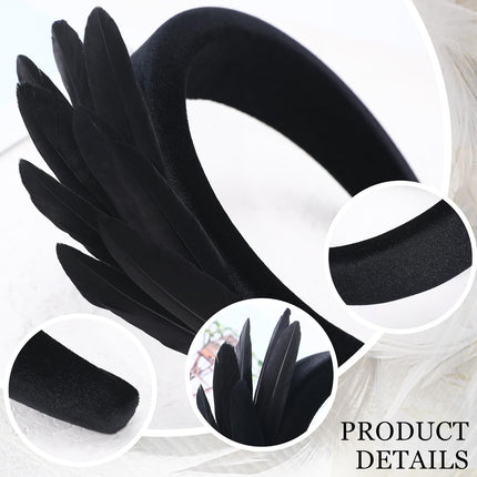 Zinniday Fashion Vintage Feather Headband - 1920s Headband Hat Cocktail Wedding Tea Party Headpiece for Women Girl