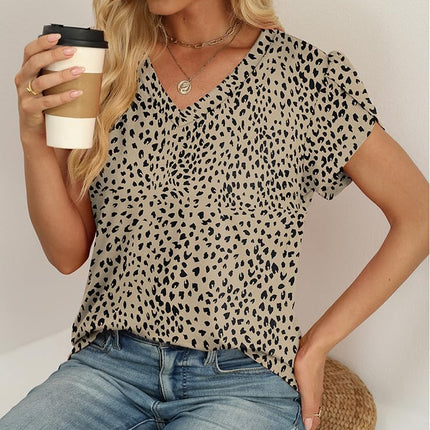 Womens Tops Dressy Casual Petal Sleeve Summer Spring Short Sleeve V Neck Shirts Work Business Vacation Clothes 2026