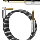 Guitar Cable, 5.5 ft (1.7 m), 22 AWG Copper Core, 1/4-Inch TS Right-Angle to Straight