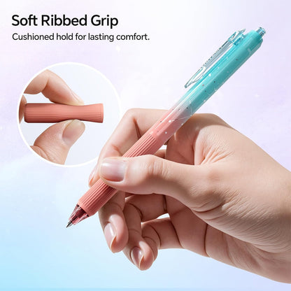 Gel Pens Bold Point: 1.0mm Black Ink Retractable 4ct Smooth Writing with Aesthetic Gradient Color Barrel - photo 4