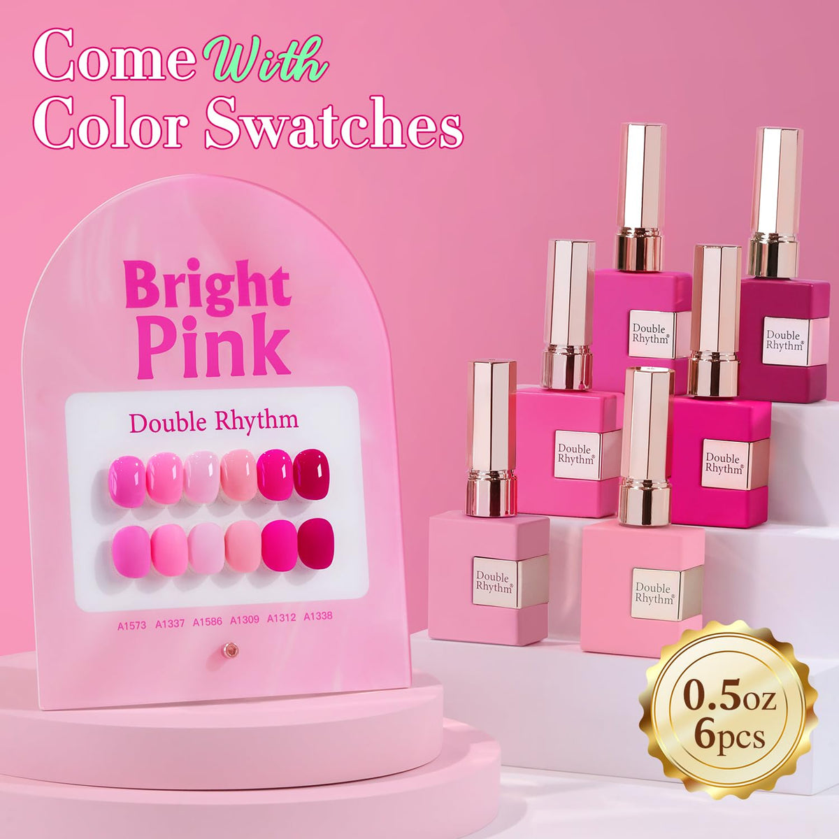 6-Piece 15 mL Bright Neon Gel Polish Set in Light Pink Purple - photo 2