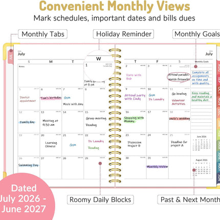 Forvencer Academic Planner 2026-2027, Hardcover Calendar Planner Weekly & Monthly, July 2026 - June 2027, 6" x 8", Daily Agenda with Tabs, College School Organizer for Student Teacher, Beige