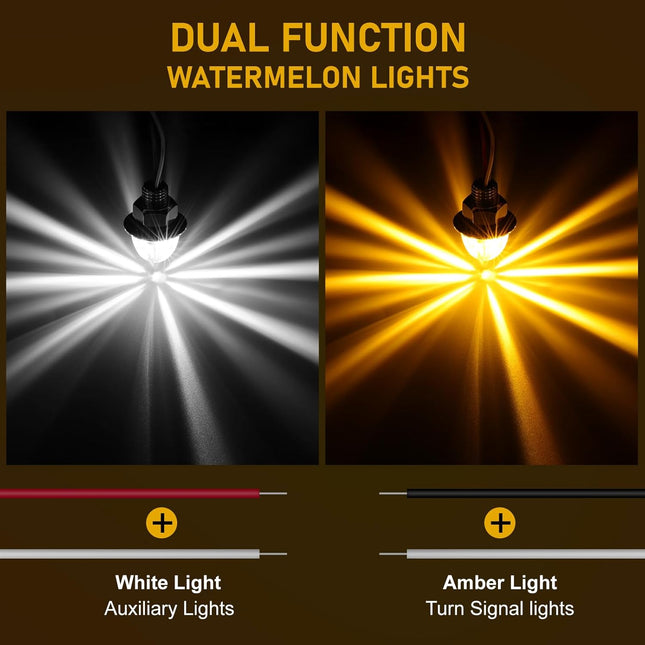 10PCS Mini Watermelon Lights, 3/4 Inch Amber Turn Signal