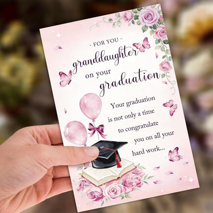Granddaughter Graduation Card, Inspirational Graduation Cards Gift for Granddaughter, High School & College Graduation Card for Granddaughters