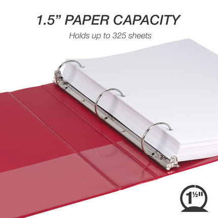 Samsill 1.5 Inch 3 Ring Binders, Economy Round Ring, Clear View Cover, 325 Sheet Capacity - for School, Home, Office - Assorted, 4 Pack