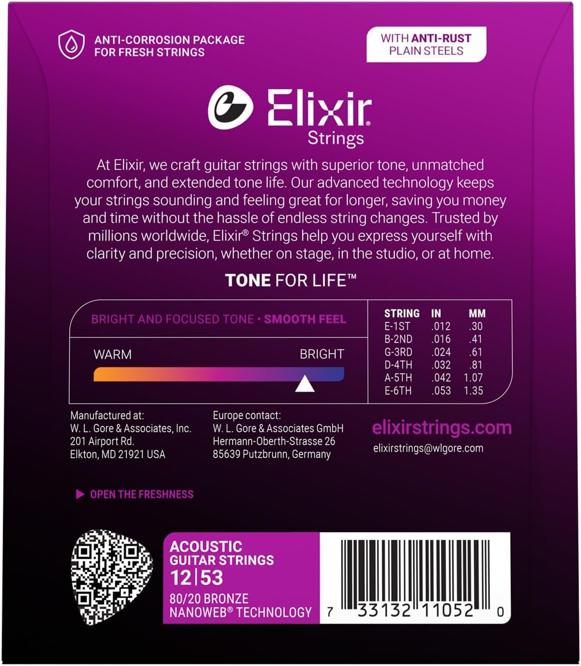 80/20 Bronze Acoustic Guitar Strings with Coated Long-Lasting Tone, Light 12-53 - photo 2
