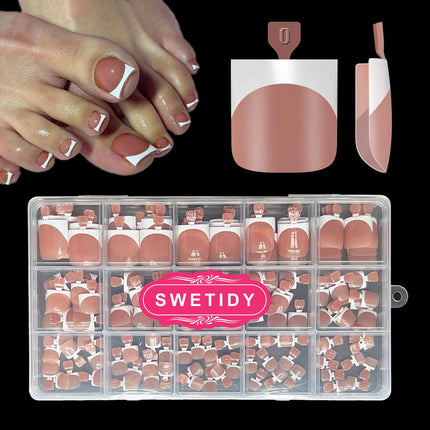 Toe Nail Press Ons, French Square Toe Tips, Press On Nails for Women - photo 9