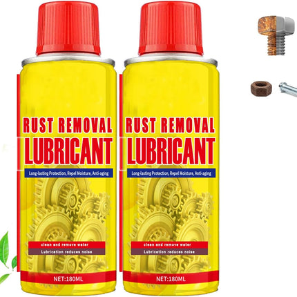 6.1oz Anti-Rust Lubricant Spray & Rust Remover for Metal, Multi-Purpose Penetrating Oil, Fast-Acting Lubricant Rust Dissolver for Vehicles, Tools, Chains, Bolts & Hinges (2 pcs)