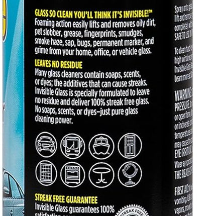 Invisible Glass 91164 Premium Aerosol Glass Cleaner Spray for Car Windshields and Windows, Automotive and Home Window Cleaner, Streak-Free, Ammonia-Free, Tint-Safe – 19 oz