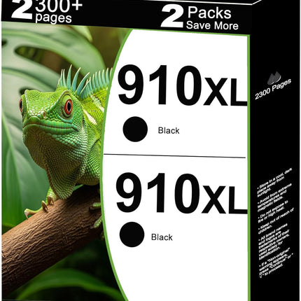910XL Ink Cartridges Black Replacement for HP 910 XL Compatible for HP910 HP910XL to use with OfficeJet Pro 8020 8025 8028 8030 8035 8010 8015 8018 8022 Printers with V15.2.1 Chip (Black, 2 Packs)