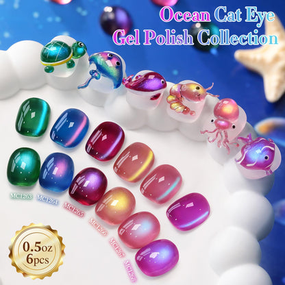 Glass Galaxy Green Magnetic Cat Eye Gel Polish Set of 6 - photo 3