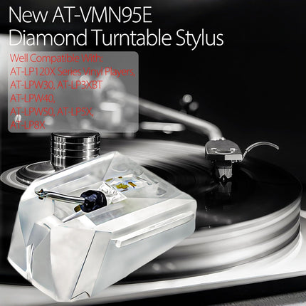 AT-VMN95E Elliptical Replacement Stylus for AT-VM95 Series Cartridges, Replacement Styli for ATN-XP7, ATN-XP5, ATN-XP3, Compatible with Audio-Technica AT-LP120X Series, AT-LP120XUSB, AT-LP120XBT-USB