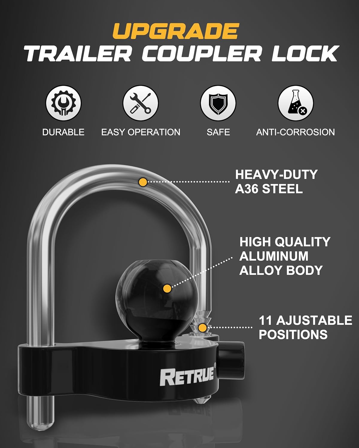 Universal Coupler Lock Trailer Locks Ball Hitch Trailer Hitch Lock - photo 4