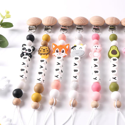 Personalized Pacifier Clips with Name Custom Silicone Beaded Chain Pacifier Holder Stroller Gifts for Baby Boys Girls