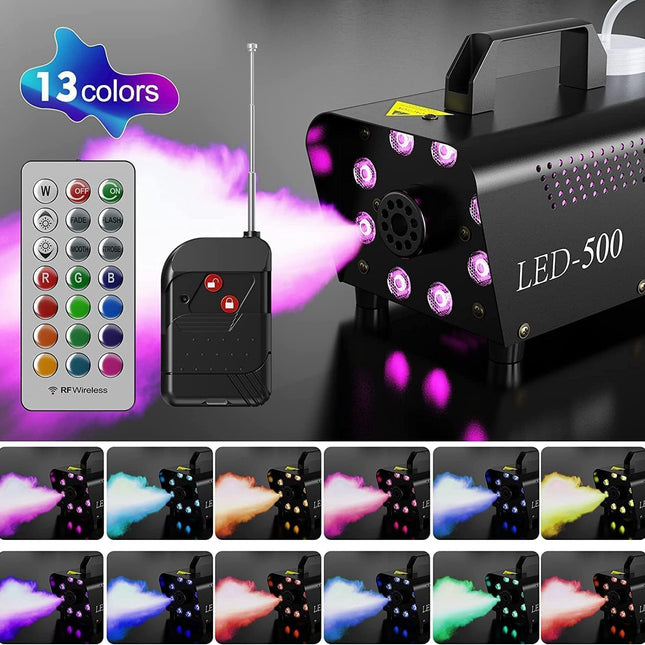 Fog Machine with 8 LED Lights,Smoke Machine with 13 Colorful LED Lights Effect,500W and 2000CFM Fog with - photo 2