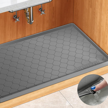 Waterproof Under Sink Mat 34" x 22", Silicone Mat, Dark Gray