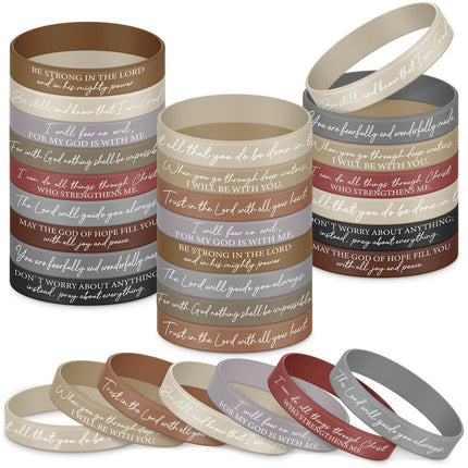 48 Pcs Bible Verse Christian Bracelets Silicone,Classic Color